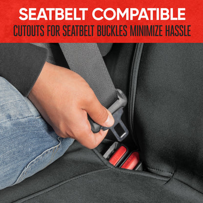 Motor Trend SpillGuard Waterproof Rear Bench Car Seat Cover, All Charcoal Stitching – Split Bench Rear Seat Protector with Neoprene Padding, Back
