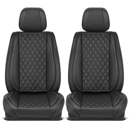 MotorBox Elite Edition Faux Leather Seat Covers for Cars, Trucks, & SUV - 2 Black Car Seat Covers for Front Seats - Universal Fit Car Accessories
