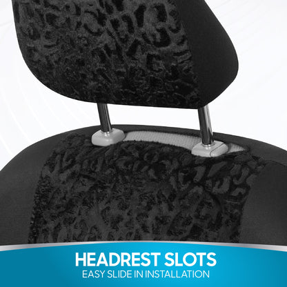 BDK 2-Pack Black Leopard Front Seat Covers