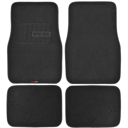 MotorTrend 4-Piece FatRug Premium Carpet Front Floor Mats and Rear Floor Mats with Heel Padding - Black