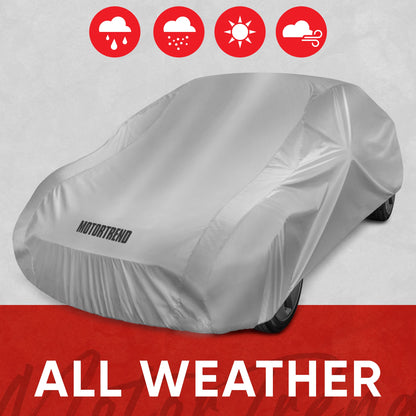 MotorTrend Single Poly All Weather Water-Proof Vehicle Cover for Cars, SUVs, Trucks, Vans
