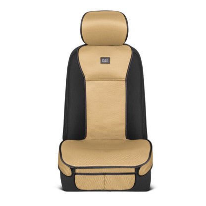 Caterpillar AeroMesh Beige Seat Covers for Trucks, Car, & SUV - (2) Front Truck Seat Cover Protector - Breathable Mesh Universal Fit Car Seat