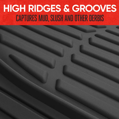 MotorTrend 3-Piece FlexTough Deep Dish Front Floor Mats and Rear Floor Mat - Heavy Duty, All Weather, Trim to Fit