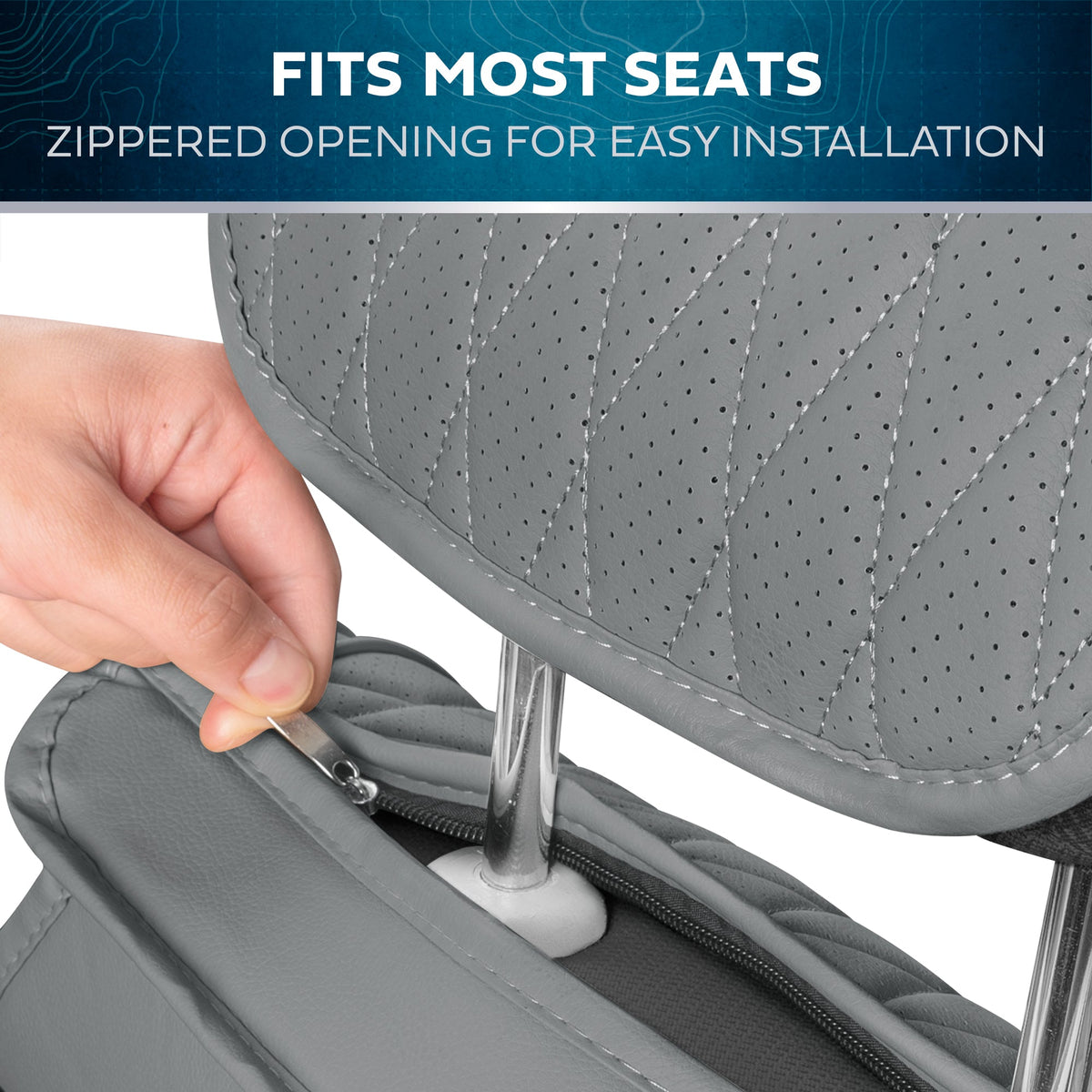 Car Seat Covers - DiamondLux Edition Premium Faux Leather Seat Protectors - Double Cross Stitched Cushioned Automotive Accessories for Trucks