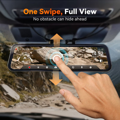 WOLFBOX HDR Rearview Mirror Dash Cam with 5.8GHz WiFi App Control 4K G900TriPro