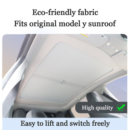 EVBASE Model Y Retractable Sunshade Glass Roof Sun Visor with Roll Fabric Style