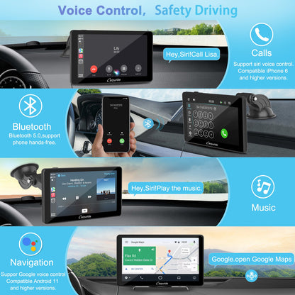 CARPURIDE C3 Portable Smart Multimedia Dashboard Console with Detachable Sunshade and Backup Camera