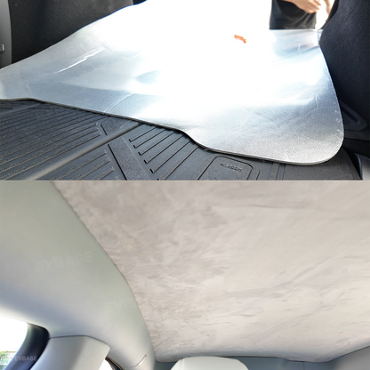 EVBASE Model Y Juniper Glass Roof Sunshade Silicone Electrostatic Sunroof Shade Heat Insulation UV Protection Faux Suede Sun