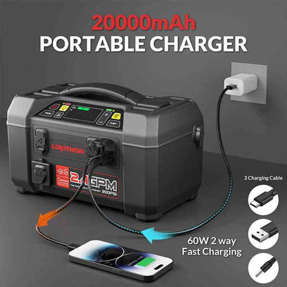 LOKITHOR AW401 Multi-Function Jump Starter 2500A Peak with Pressure Washer & 150PSI Air Compressor for Car Recovery, Camping