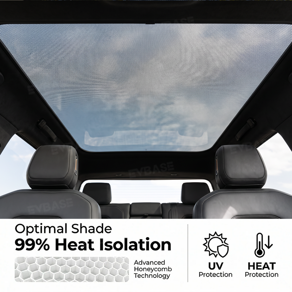 EVBASE Panoramic Glass Roof Sunshade for Rivian R2 Sunroof Shade UV Protection & Heat Insulation