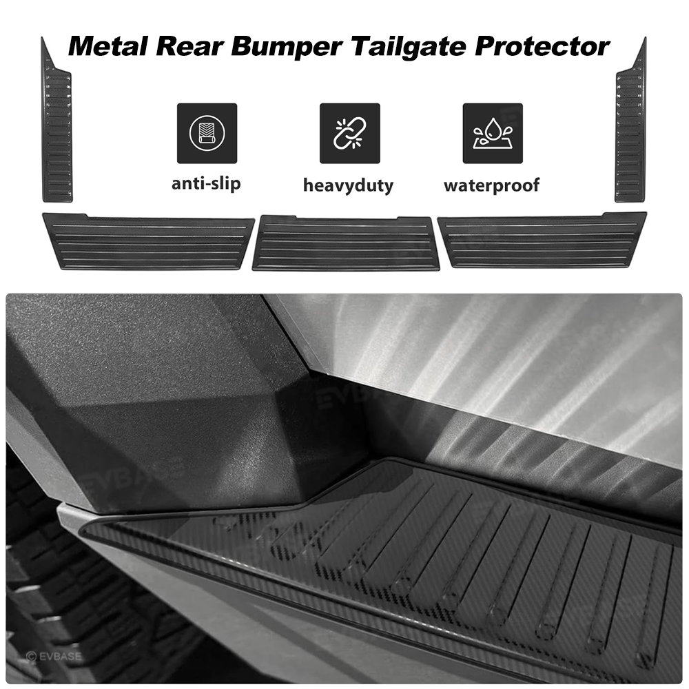EVBASE Cybertruck Rear Bumper Tailgate Protector Stainless Steel Tailgate Top Cover Rear Bumper Guard Step Plates for Tesla