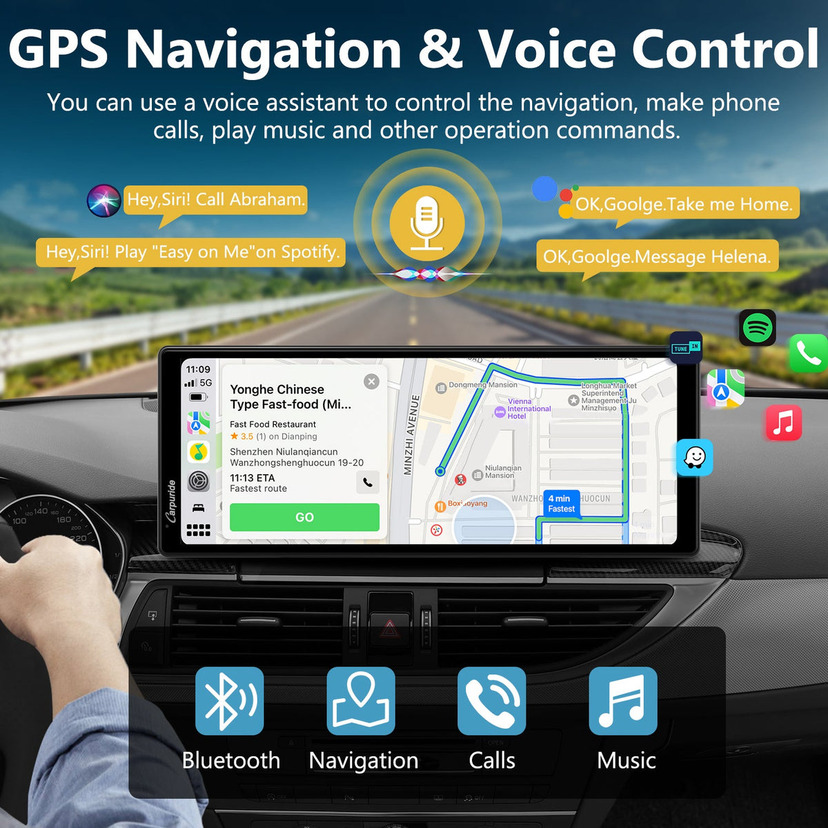 CARPURIDE C92 Portable Smart Multimedia Dashboard Console With Backup Camera