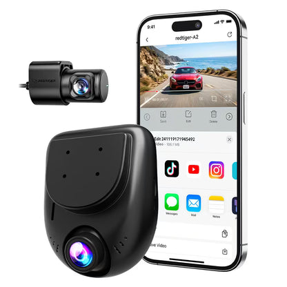 Redtiger A2 Dash Camera Front and Rear, 2.5K+1080P Dual Dashcam, WiFi, Loop Recording, G-Sensor, 24H Parking Mode, Super