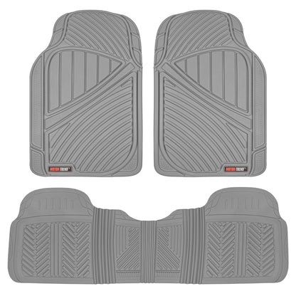 MotorTrend 3-Piece FlexTough Performance Deep Channel Front Floor Mats and Rear Floor Mat - Heavy Duty, All Weather, Trim to Fit