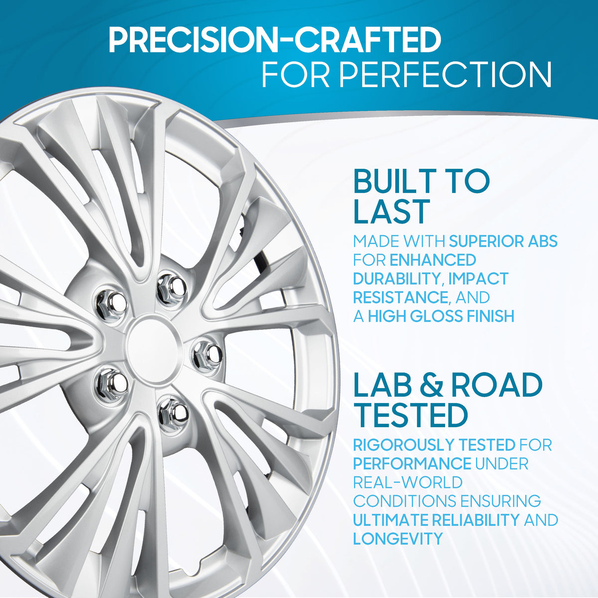 BDK 16 Inch Hubcaps Set of 4 – OEM Replacement Snap-On Wheel Rim Covers - Universal Fit Car Wheel Cover for Cars, Trucks, SUV, Vans Durable ABS