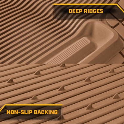 Cat® TerrainGuard™ Heavy-Duty 3-Piece All-Weather Rubber Floor Mats for Car, Truck, SUV, Van - Trim-to-Fit Deep Dish Automotive Floor Liners