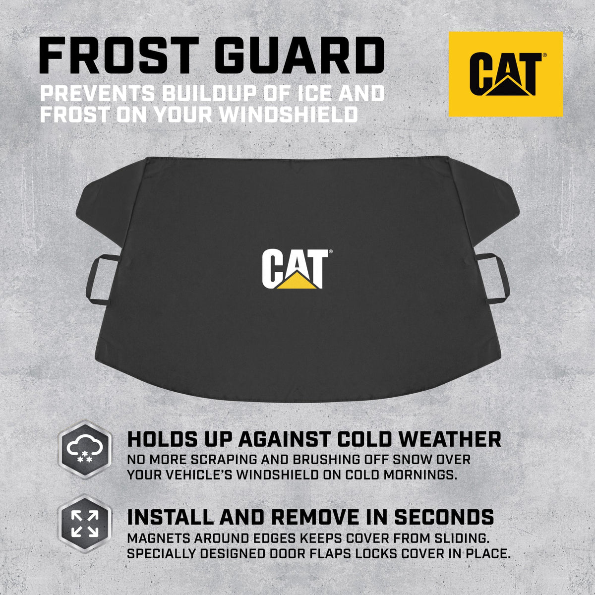 Cat® Windshield Snow Cover, Toughest Car Frost Protector for Ice & Sleet, Weatherproof for Winter, Includes Anti-Theft Straps, Freeze Protector