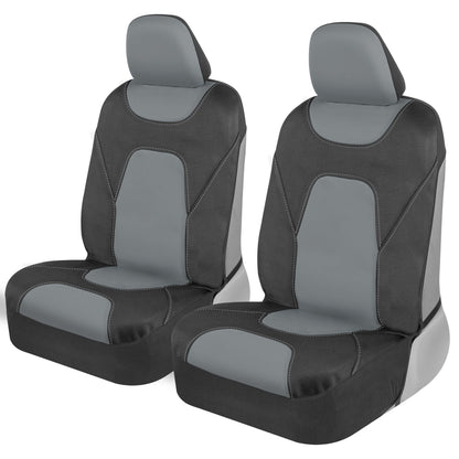 MotorTrend 2-Pack AquaShield Water-Proof Two-Tone Neoprene Front Seat Covers - Black/Gray