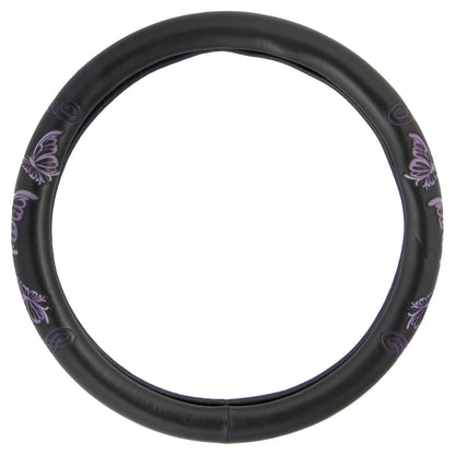 BDK 12-Piece Butterfly Front Seat Covers, Rear Seat Covers, Seat Belt Pads, and Steering Wheel Cover (Fits 14.5" - 15.5")