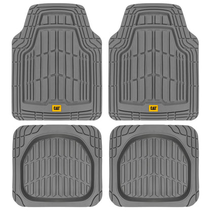 CAT 4-Piece ToughRide Rubber Front Floor Mats and Rear Floor Mats - Heavy Duty, All Weather, Trim to Fit