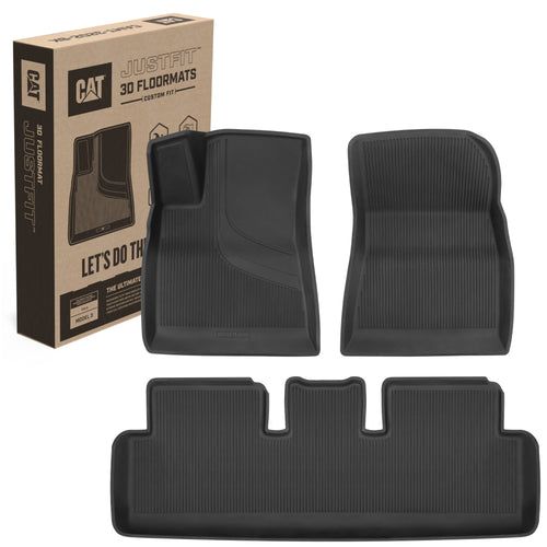 Cat® JustFit™ 3D Floor Mats for Tesla Model 3 2017-2024 - Custom Fit Tesla Model 3 Floor Mats with Extended Coverage Design, Premium Tesla Model