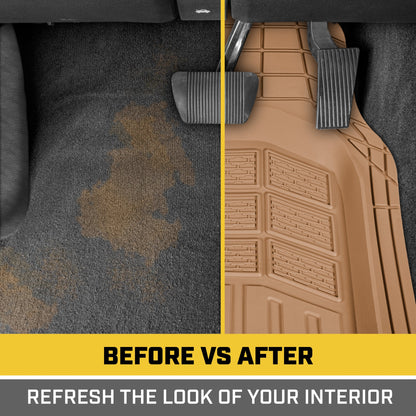 CAT 3-Piece Deep Dish Front Floor Mats and Rear Floor Mats - Heavy Duty, All Weather, Trim to Fit