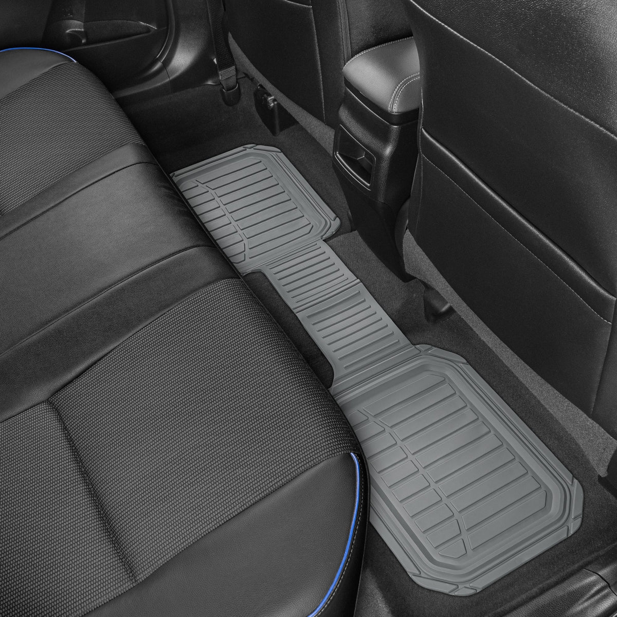 MotorTrend 3-Piece FlexTough Defender Front Floor Mats and Rear Floor Mat - Heavy Duty, All Weather, Trim to Fit