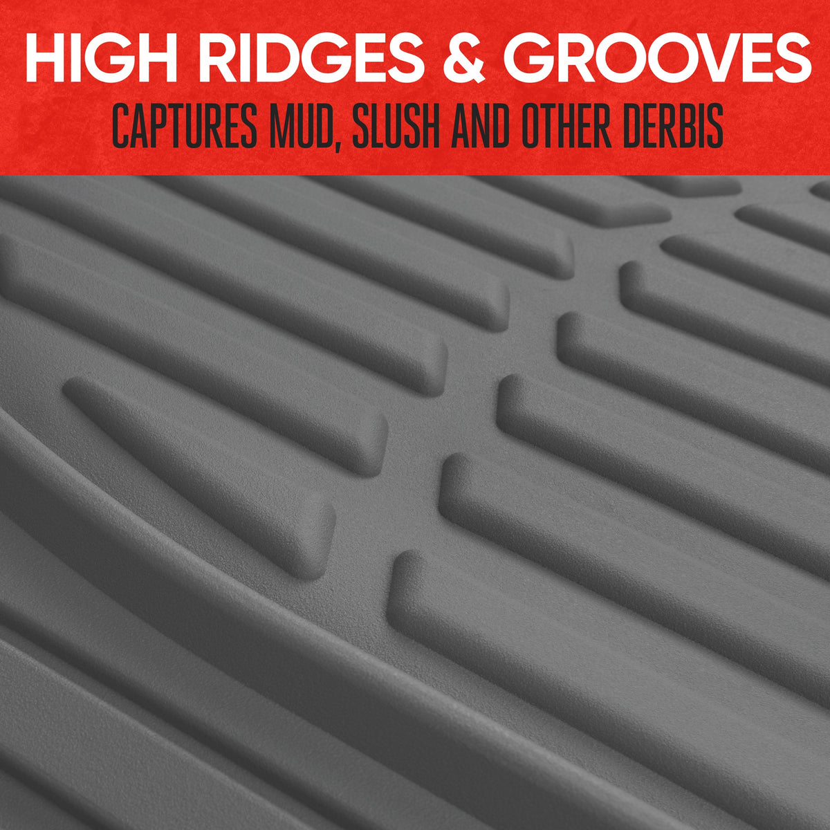 MotorTrend 3-Piece FlexTough Deep Dish Front Floor Mats and Rear Floor Mat - Heavy Duty, All Weather, Trim to Fit