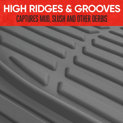 MotorTrend 3-Piece FlexTough Deep Dish Front Floor Mats and Rear Floor Mat - Heavy Duty, All Weather, Trim to Fit