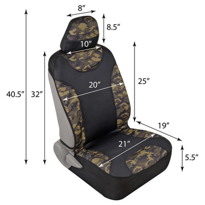 BDK 2-Pack Camo Two-Tone Water-Proof Front Seat Covers