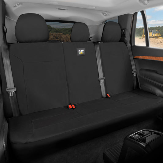 CAT Black Rear Seat Cover for Trucks, Cars & SUVs – Heavy-Duty Oxford Canvas – 60/40 Split Bench Protector – Durable Back Seat Cover for Work