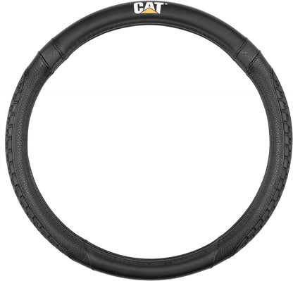 Cat® DuraGrip Car Steering Wheel Cover Tire Tread Inspired Traction Grip Design, Black Steering Wheel Cover for RV Semi Truck Big Rig Trucker