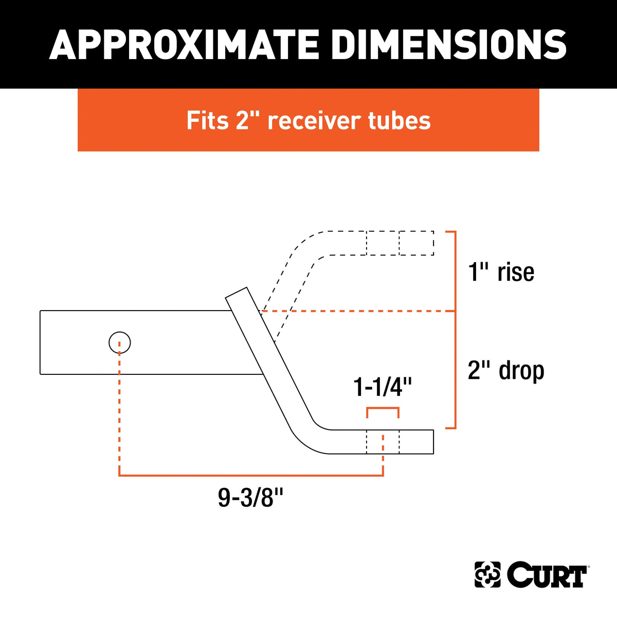 CURT Class 4 Ball Mount (2" Shank, 10,000 lbs., 2" Drop, 9-3/8" Long)