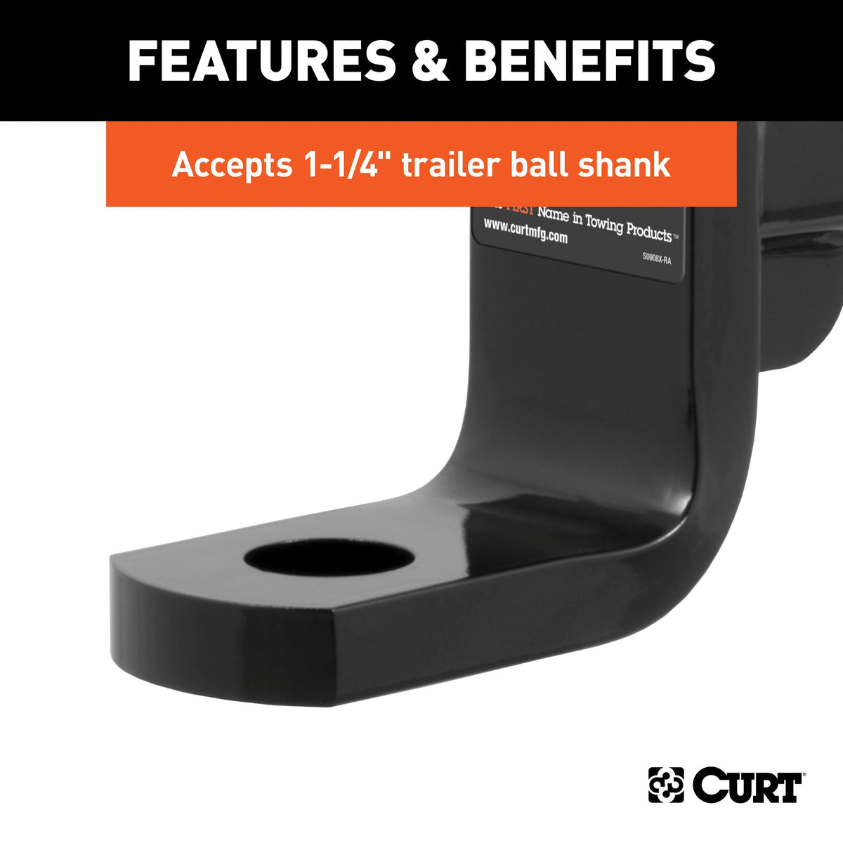 CURT Class 4 Ball Mount (2" Shank, 10,000 lbs., 2" Drop, 9-3/8" Long)