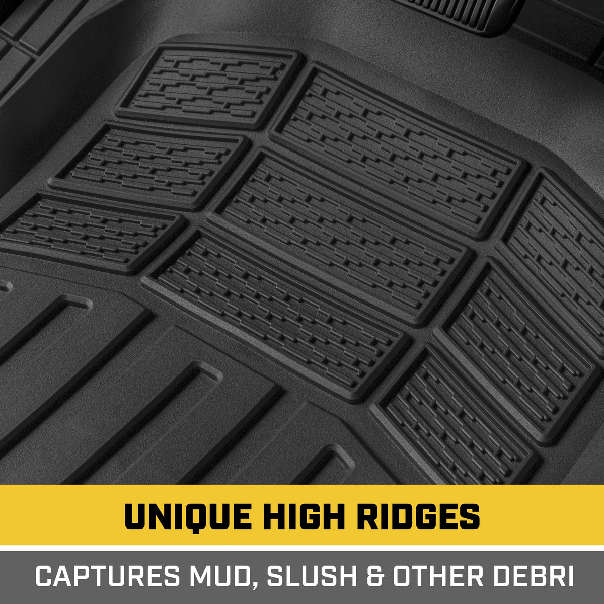 CAT 3-Piece Deep Dish Front Floor Mats and Rear Floor Mats - Heavy Duty, All Weather, Trim to Fit