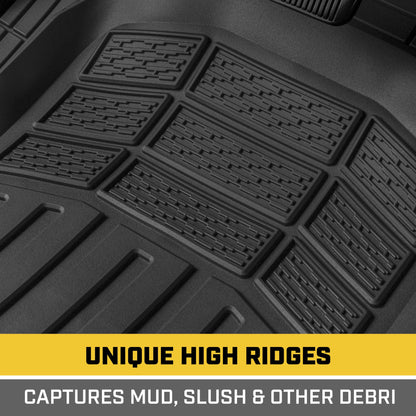 CAT 3-Piece Deep Dish Front Floor Mats and Rear Floor Mats - Heavy Duty, All Weather, Trim to Fit