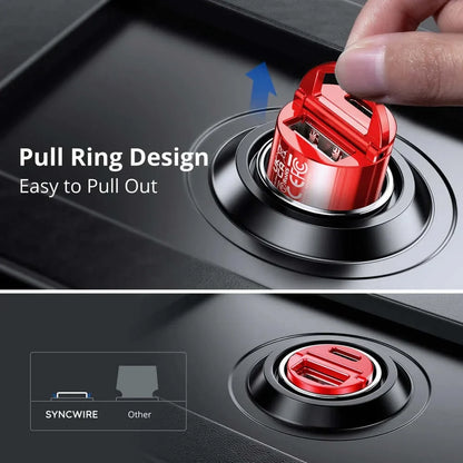 Syncwire 45W Mini Car Phone Charging Adapter Super Fast (USB A+USB C)