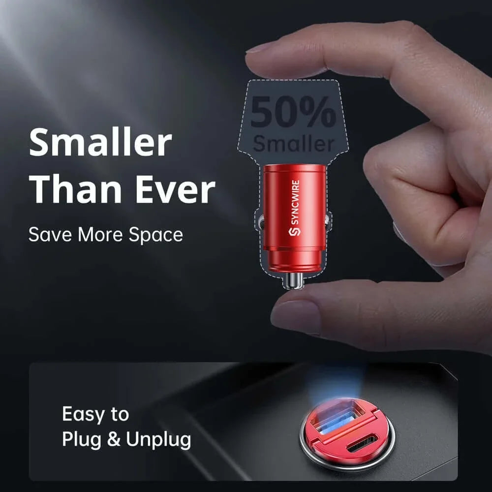 Syncwire 45W Mini Car Phone Charging Adapter Super Fast (USB A+USB C)