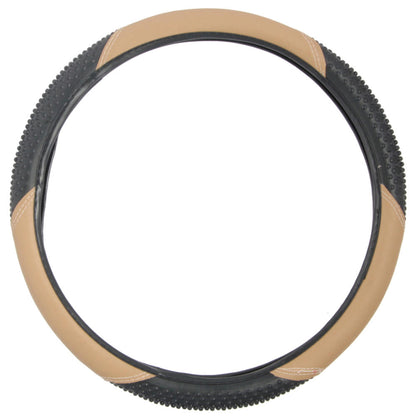 BDK Ergonomic Sport Massage Grip Steering Wheel Cover (Fits 14.5" - 15.5") - Beige