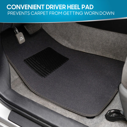 BDK 4-Piece Premium Carpet Non-Slip Heel Pad Front Floor Mats and Rear Floor Mats