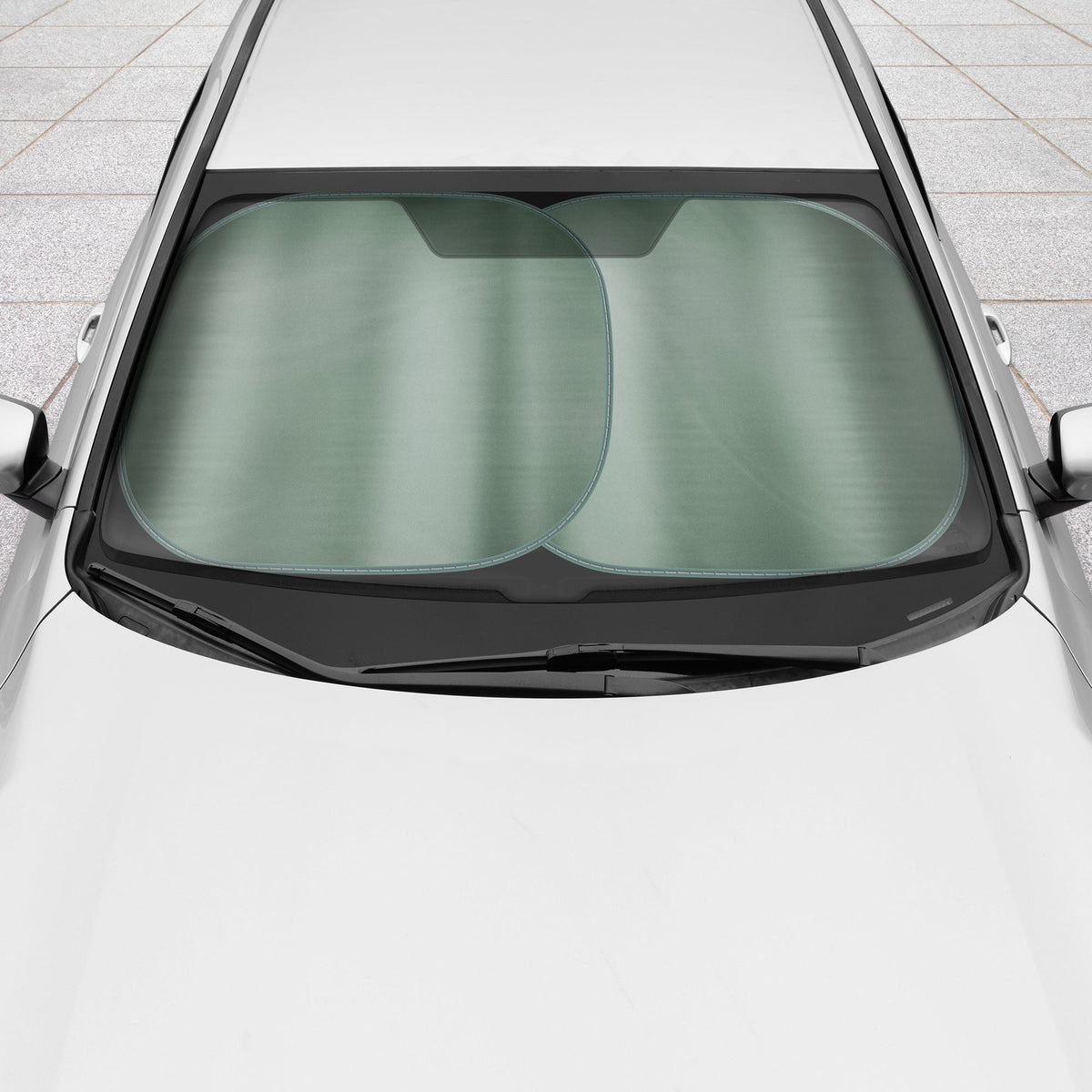 Carbella 2PC Charcoal Gray Car Windshield Sun Shade – Sun Visor & Sunshade for Windshield – UV Rays Interior Protection - Easy Setup & Keeps Your