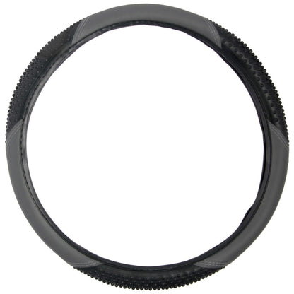 BDK Ergonomic Sport Massage Grip Steering Wheel Cover (Fits 14.5" - 15.5") - Gray