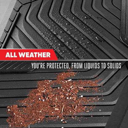 Motor Trend MetallicGuard Car Floor Mats Full Set - Durable Rubber Floor Mats with Black Metallic Heel Pad, All-Weather Interior Protection for