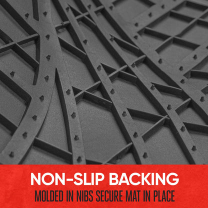 MotorTrend 4-Piece Two-Tone Non-Slip Heel Pad Front Floor Mats and Rear Floor Mats - Heavy Duty, All Weather, Trim to Fit