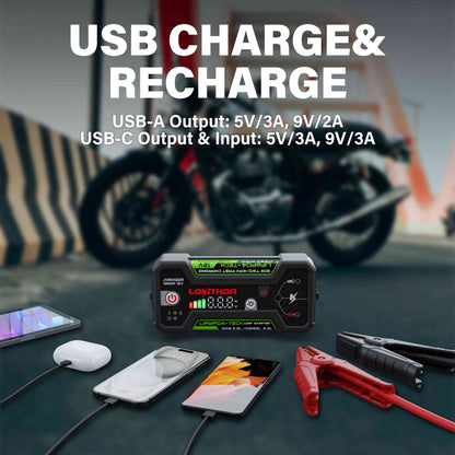 LOKITHOR J1350 PRO LiFePO4 Jump Starter 1350A with 30W Two-way Fast Charging for 6.5L Gas / 3.5L Diesel
