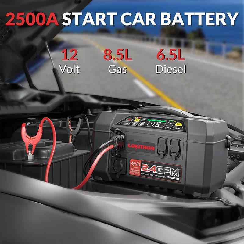 LOKITHOR AW401 Multi-Function Jump Starter 2500A Peak with Pressure Washer & 150PSI Air Compressor for Car Recovery, Camping