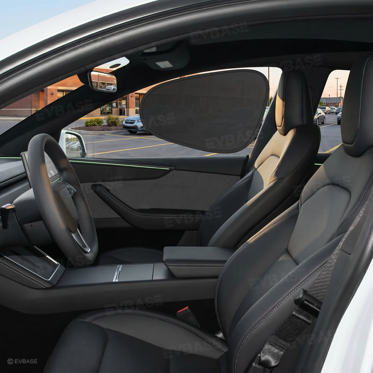 EVBASE Model Y Juniper Front & Rear Side Window Shades Static Cling Window Sunshade UV Protection & Heat Reduction for Tesla