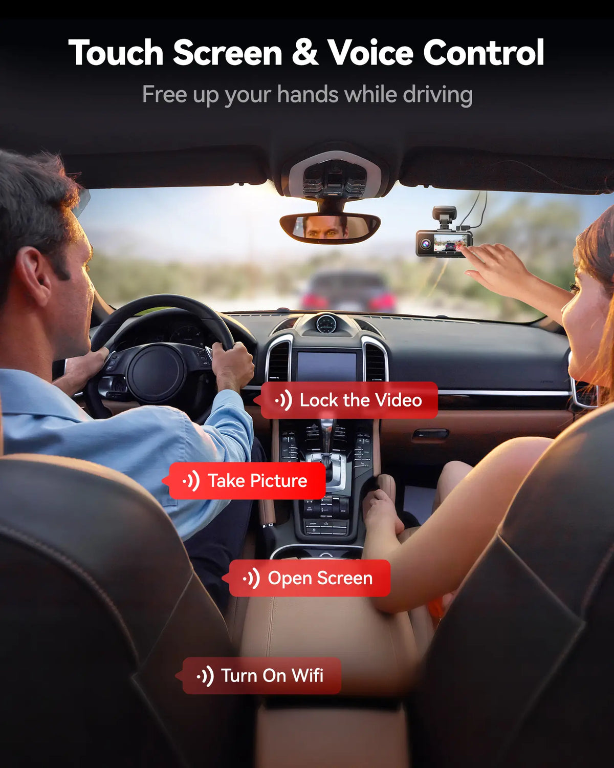 REDTIGER A6 Dash Cam Front and Rear, 4K/2.5K+1080P 5.8G WiFi & GPS dashcam, 3 Channel dash Cam with 64GB Card
