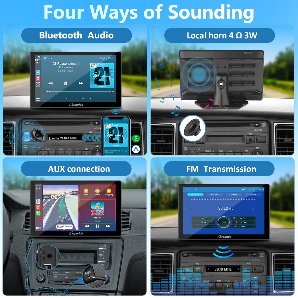 CARPURIDE C98 Portable Smart Multimedia Dashboard Console With Backup Camera