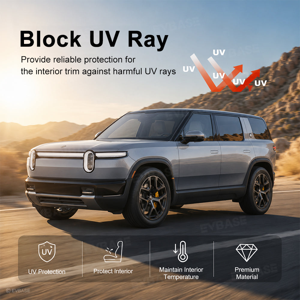 EVBASE Retractable Roof Sunshade for Rivian R2 Glass Sunroof Shade UV Protection & Heat Insulation
